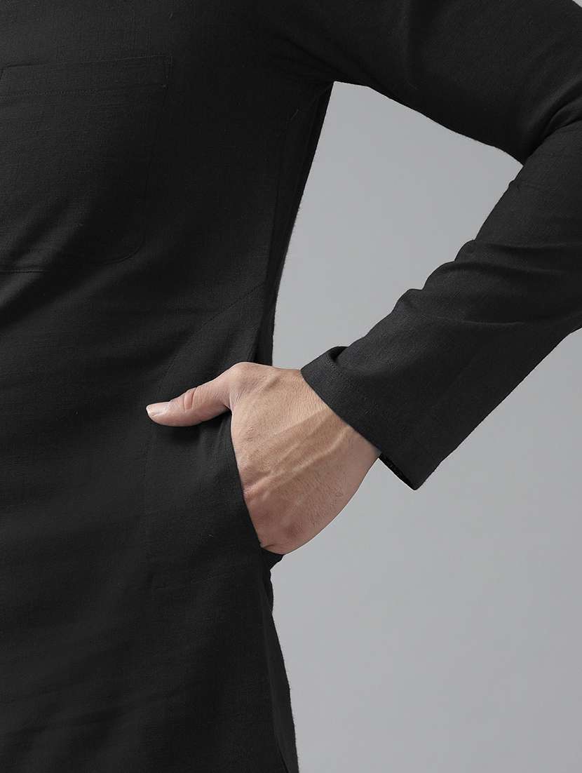 men mandarin neck long sleeve kurta - 22392010 -  Standard Image - 1