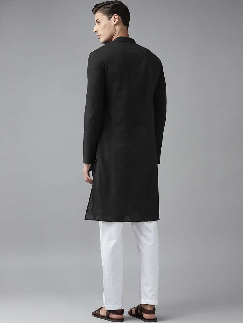 men mandarin neck long sleeve kurta - 22392010 -  Standard Image - 4