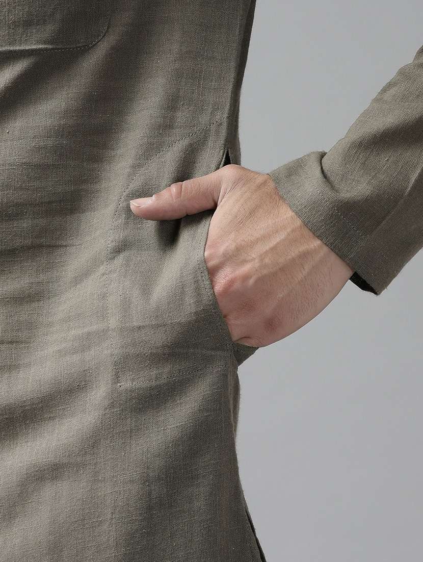 Men Mandarin Neck Long Sleeve Kurta - 22392012 -  Standard Image - 1
