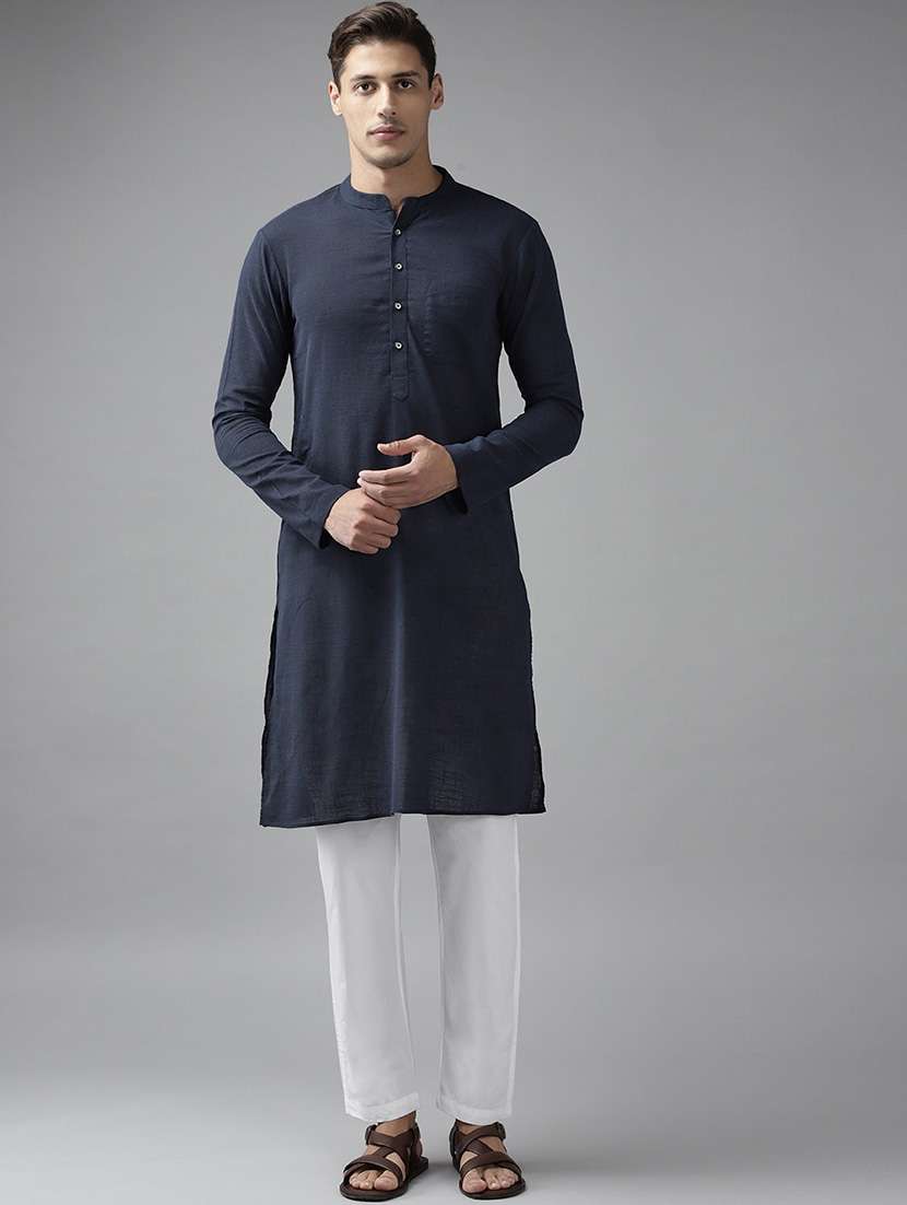 men mandarin neck long sleeve kurta