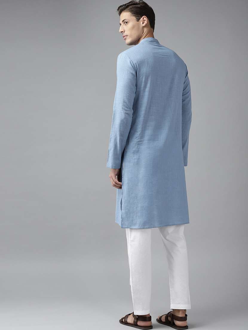 men mandarin neck long sleeve kurta - 22392018 -  Standard Image - 4