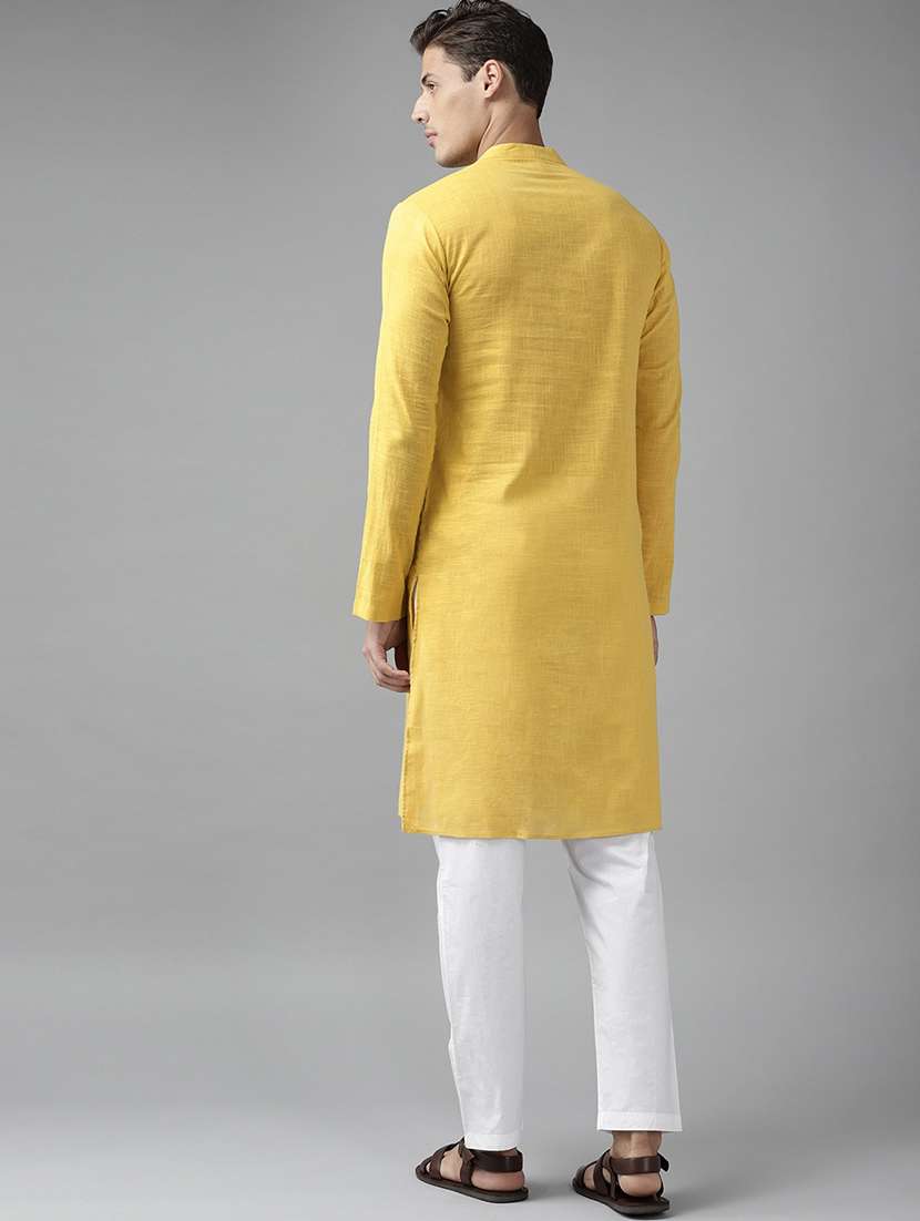 men mandarin neck long sleeve kurta - 22392019 -  Standard Image - 4