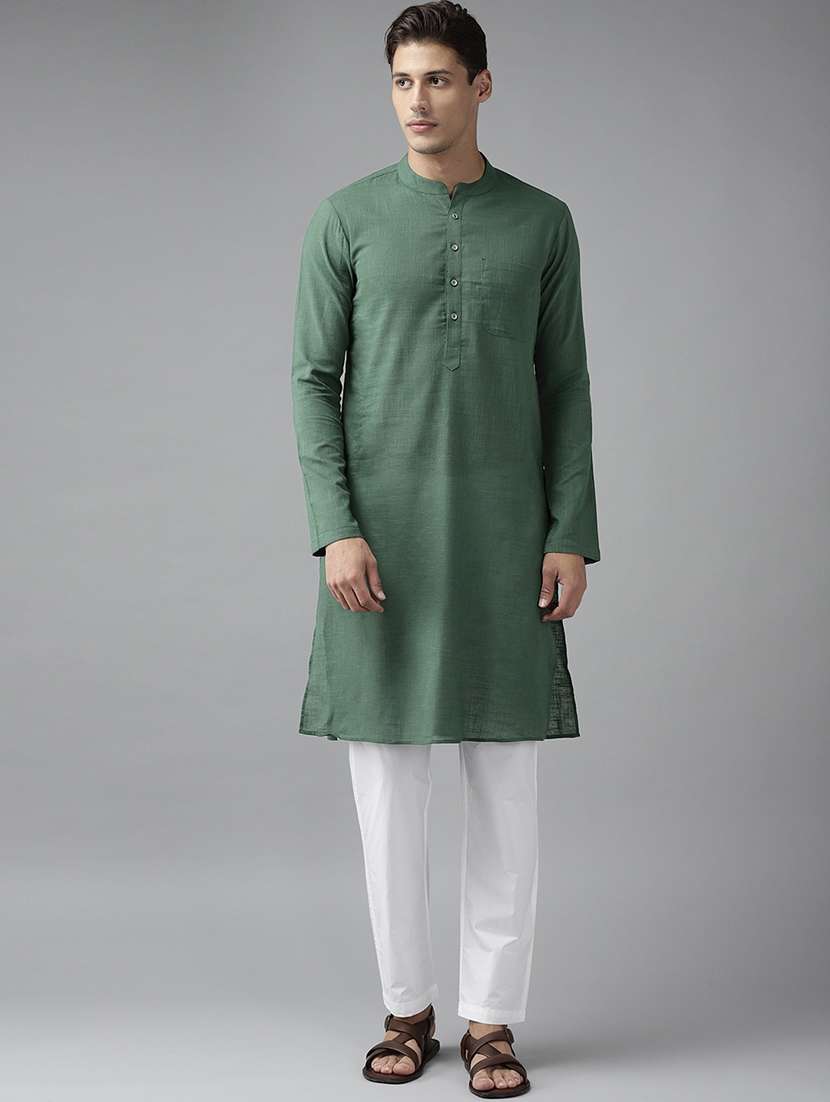 men mandarin neck long sleeve kurta