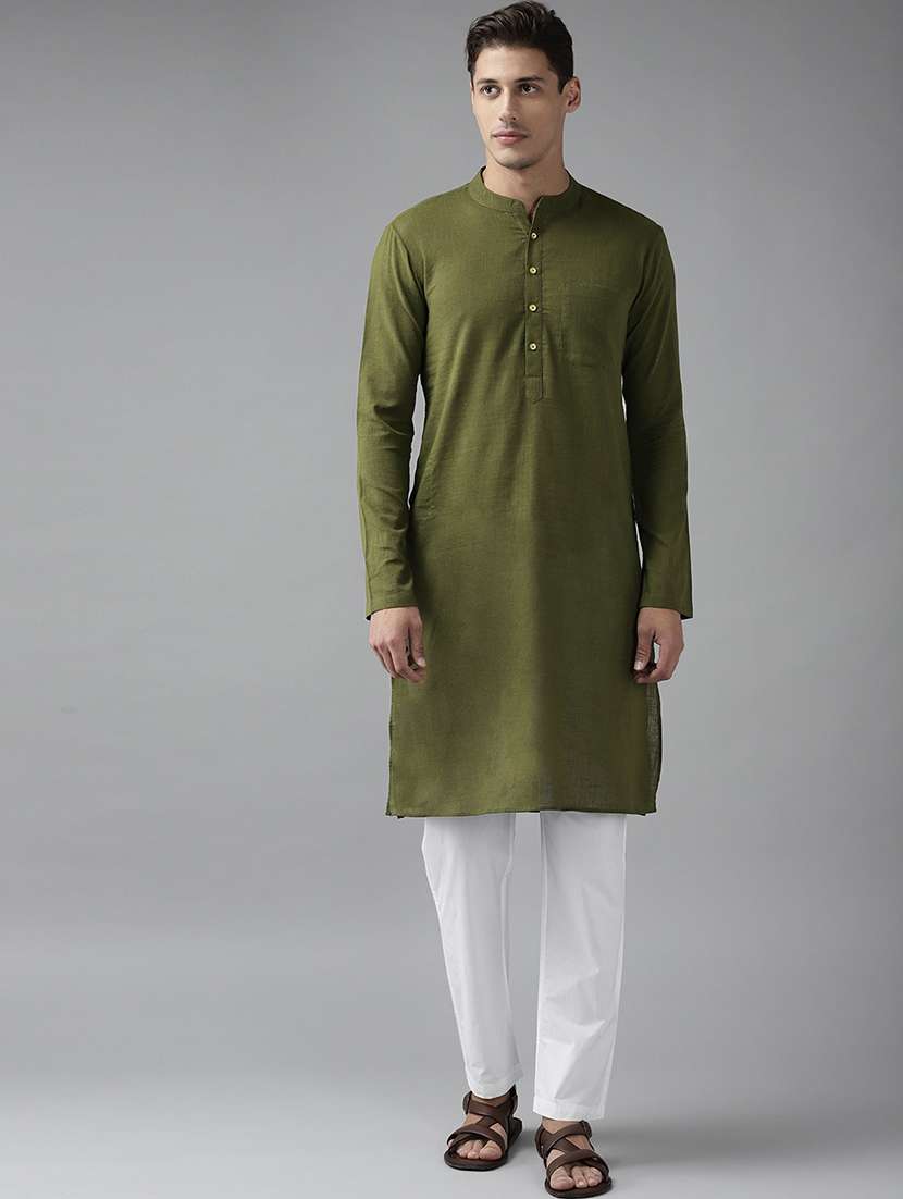 men mandarin neck long sleeve kurta