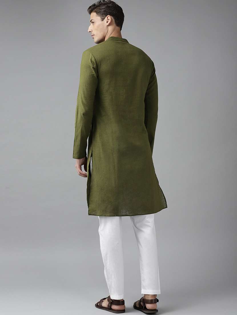 men mandarin neck long sleeve kurta - 22392022 -  Standard Image - 4