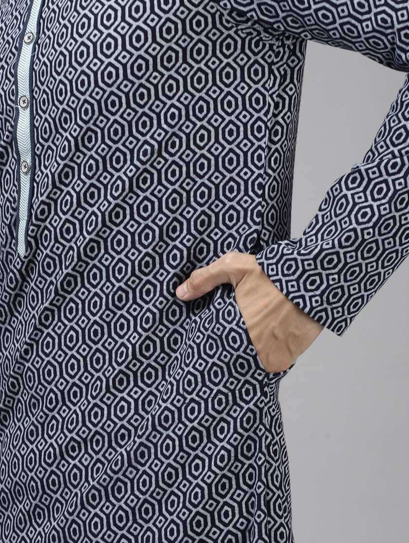 men mandarin neck long sleeve kurta - 22392027 -  Standard Image - 1