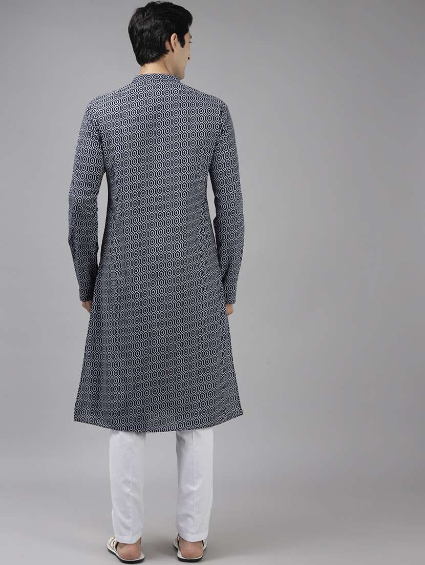 men mandarin neck long sleeve kurta - 22392027 -  Standard Image - 4