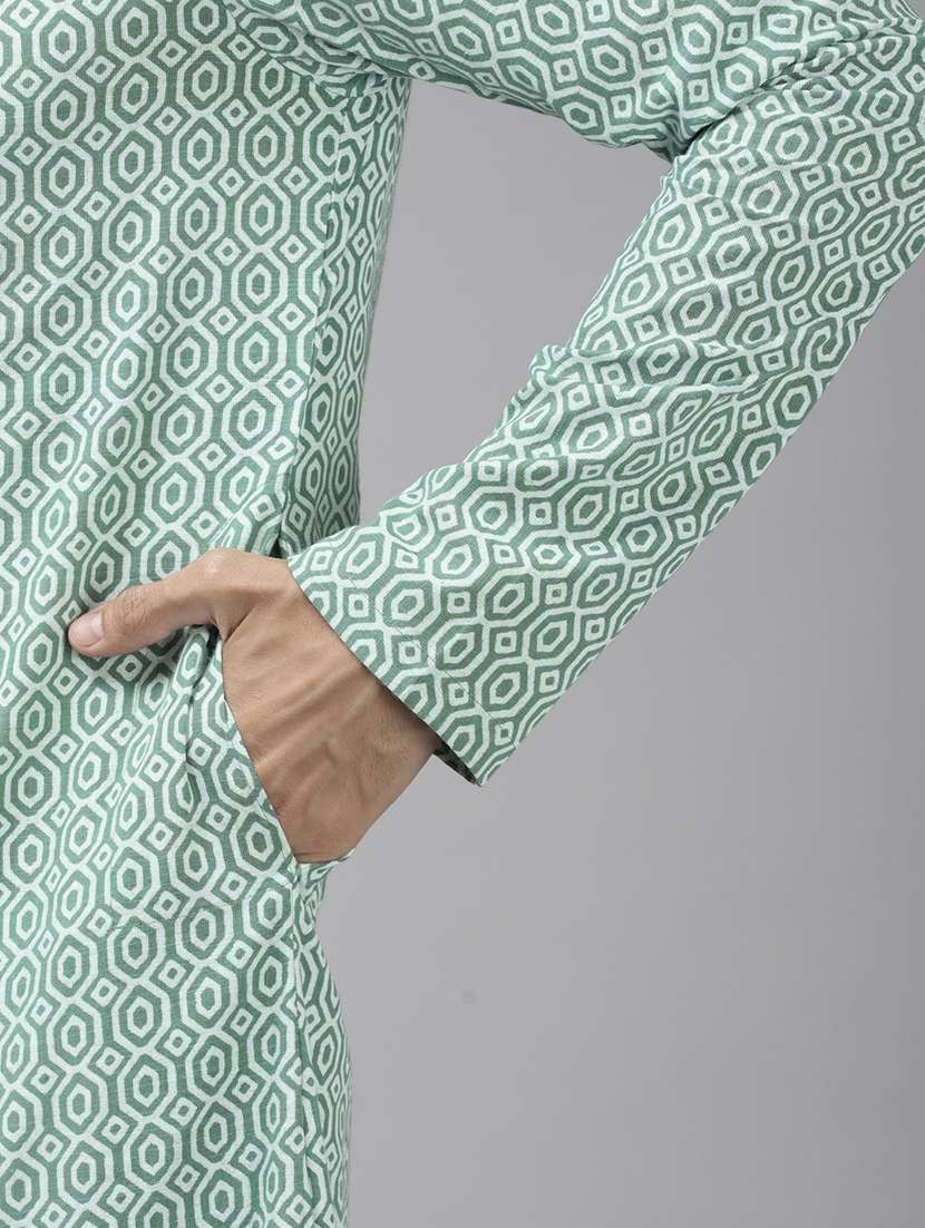 men mandarin neck long sleeve kurta - 22392030 -  Standard Image - 1