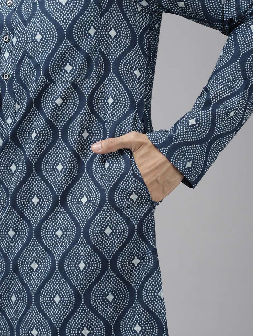 men mandarin neck long sleeve kurta - 22392033 -  Standard Image - 1