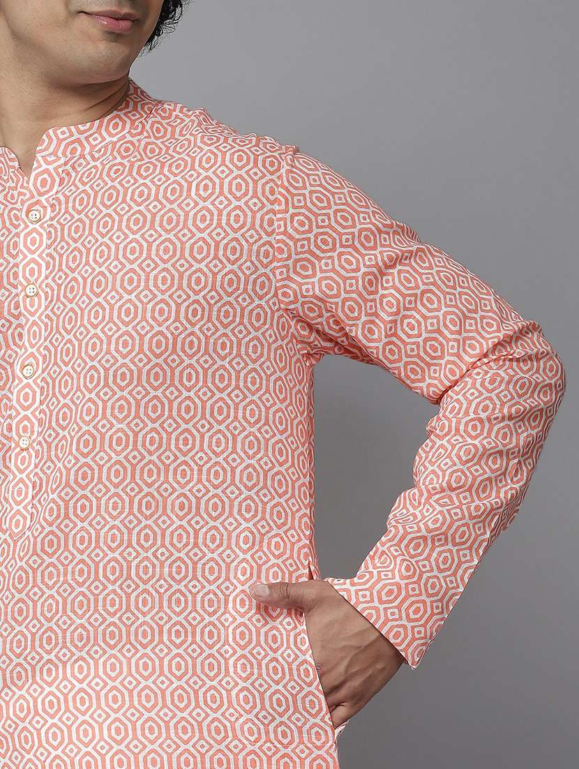 men mandarin neck long sleeve kurta - 22392039 -  Standard Image - 1