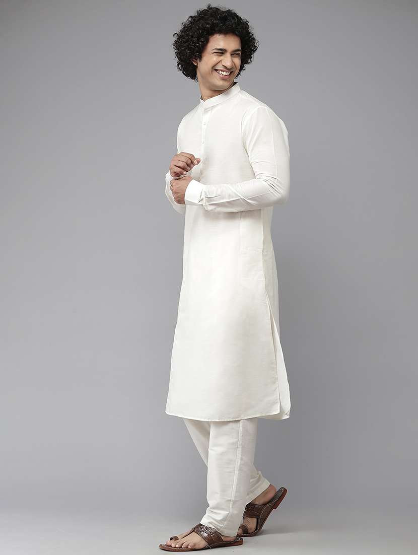 men mandarin neck long sleeve kurta - 22392049 -  Standard Image - 4