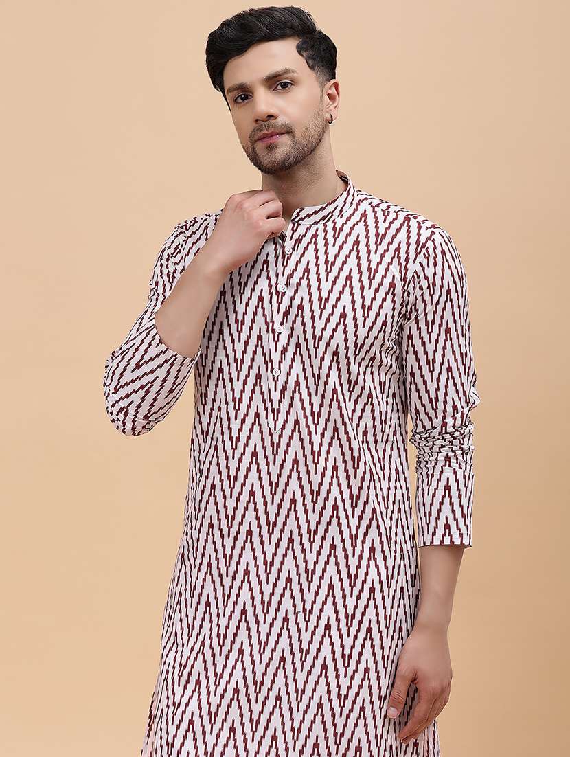 men mandarin neck long sleeve kurta - 22392069 -  Standard Image - 1