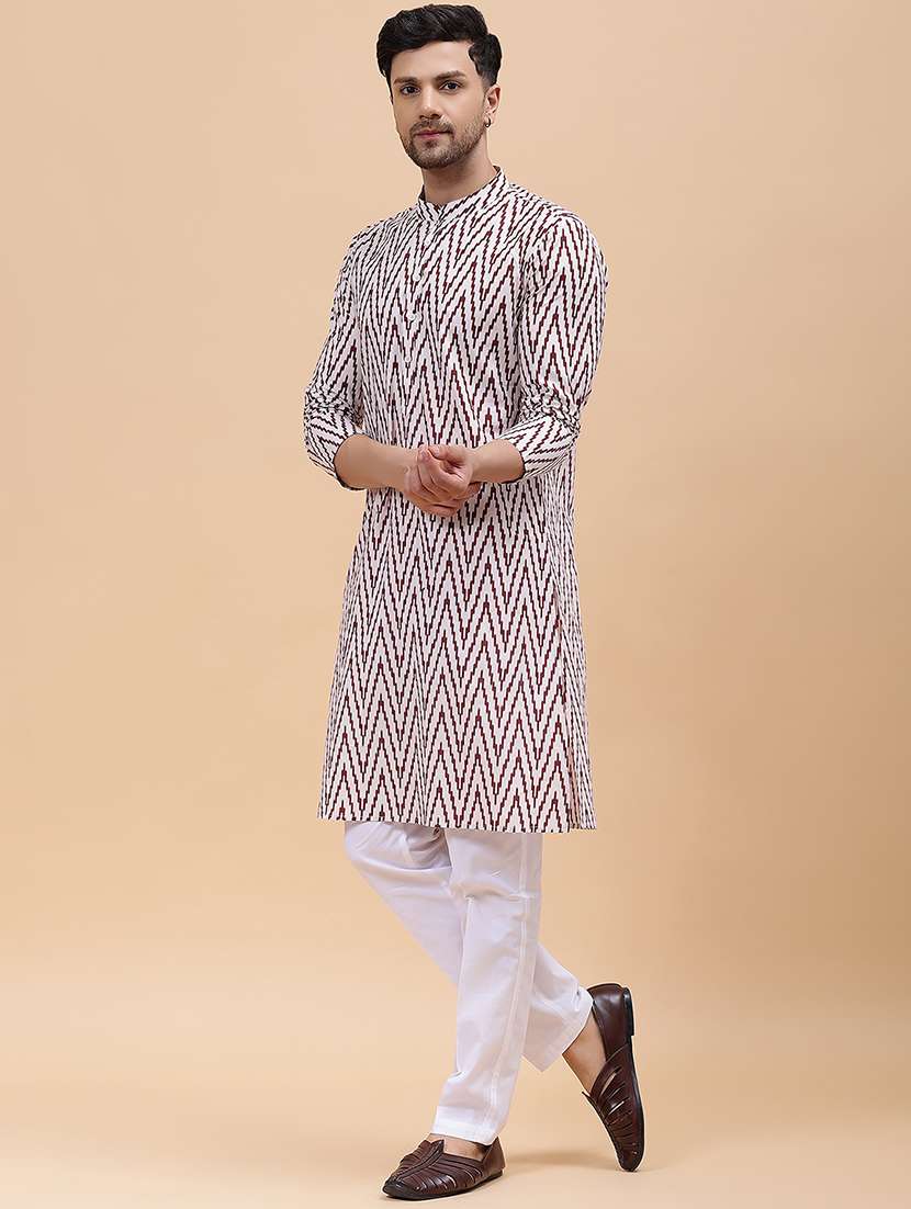 men mandarin neck long sleeve kurta - 22392069 -  Standard Image - 4