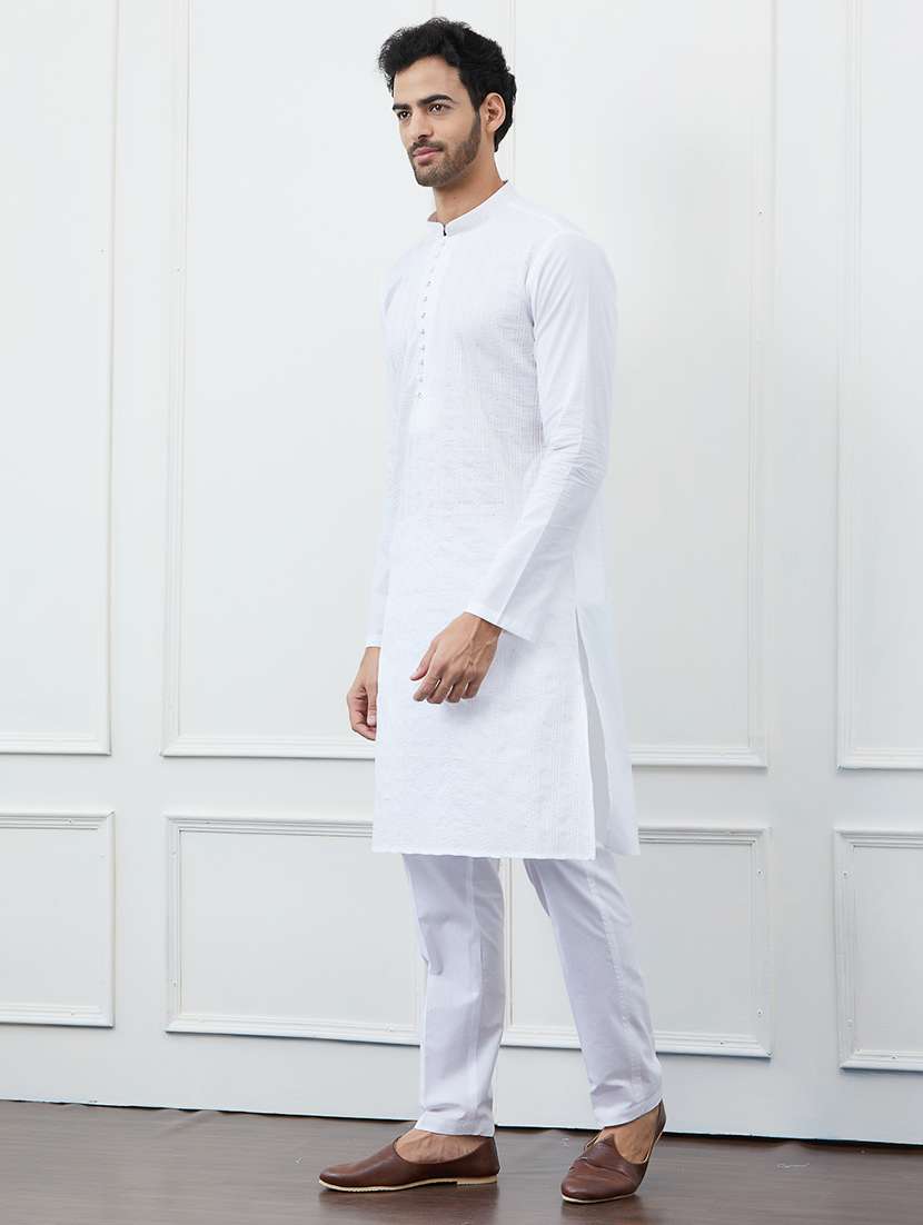 men mandarin neck long sleeve kurta - 22392078 -  Standard Image - 4