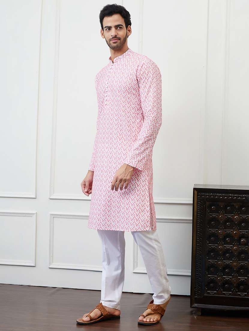 men mandarin neck long sleeve kurta - 22392086 -  Standard Image - 4