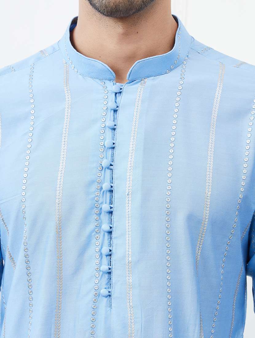 men mandarin neck long sleeve kurta - 22392091 -  Standard Image - 1