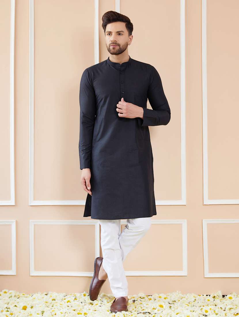 men mandarin neck long sleeve kurta