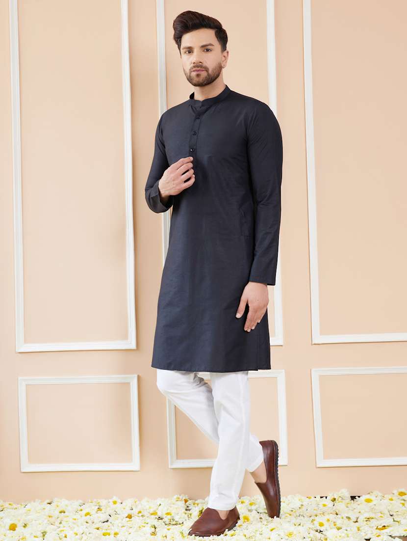 men mandarin neck long sleeve kurta - 22392093 -  Standard Image - 4