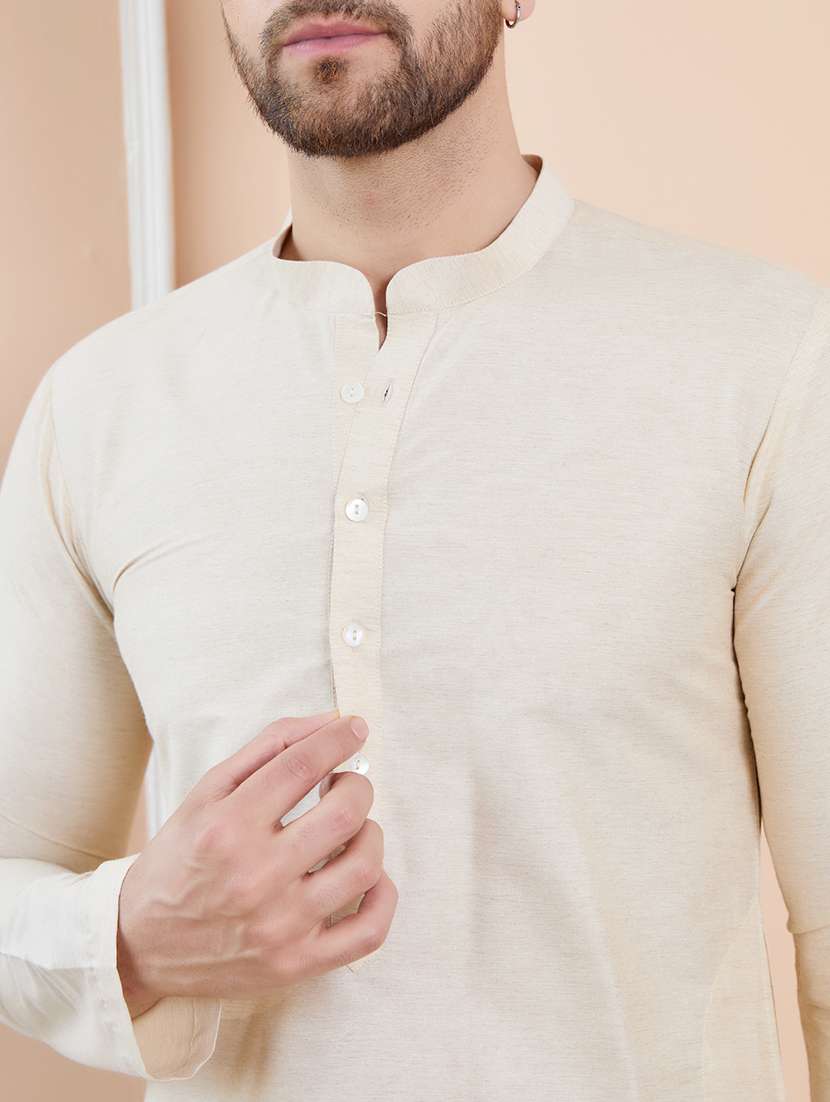 men mandarin neck long sleeve kurta - 22392095 -  Standard Image - 1