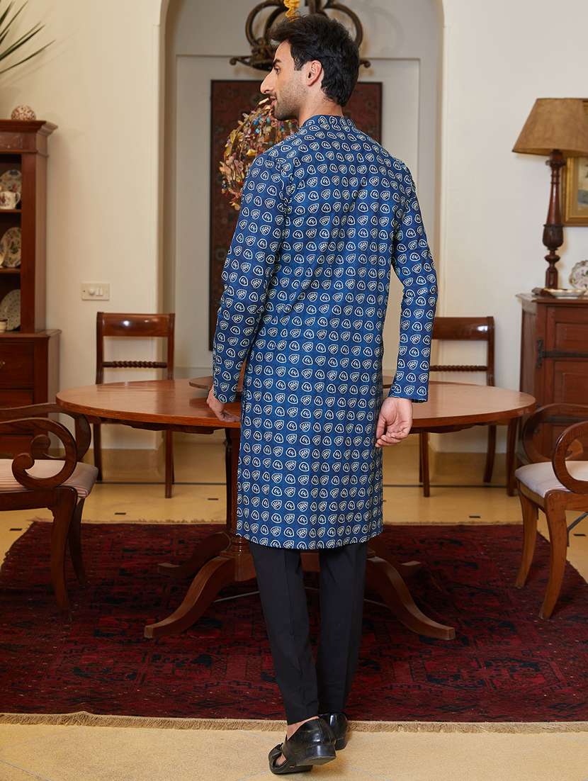 men mandarin neck long sleeve kurta - 22392099 -  Standard Image - 4