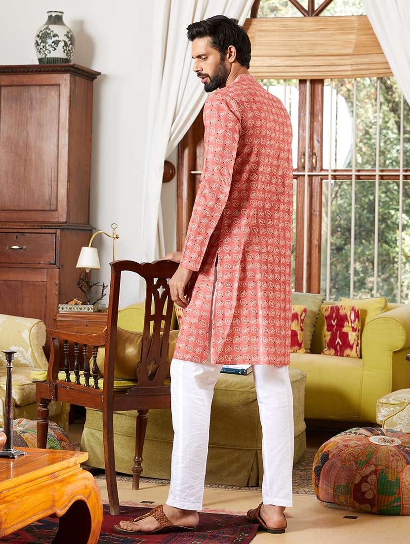 men mandarin neck long sleeve kurta - 22392101 -  Standard Image - 4