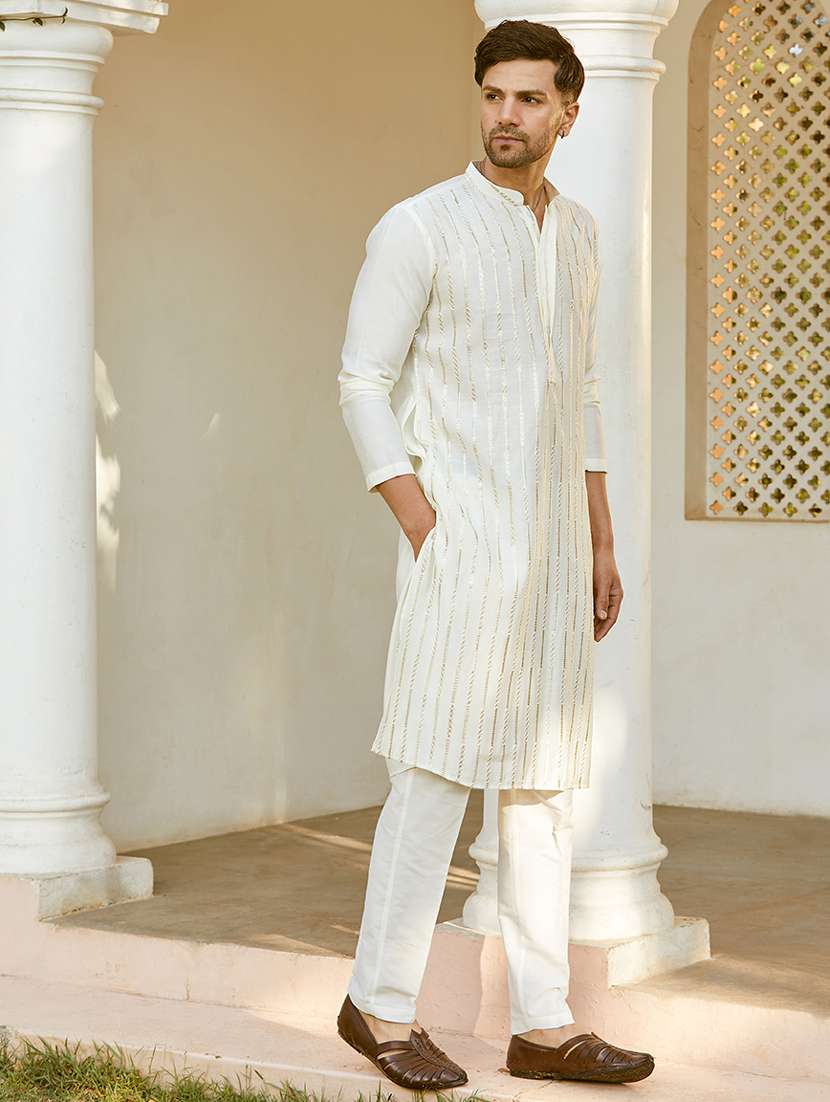 men self design long sleeve kurta - 22392104 -  Standard Image - 4