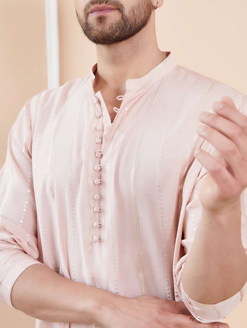 men self design long sleeve kurta - 22392112 -  Standard Image - 1