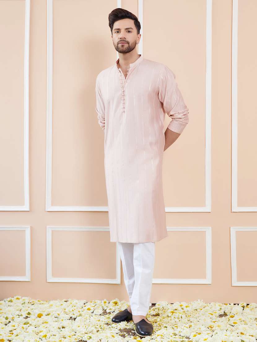 men self design long sleeve kurta - 22392112 -  Standard Image - 4