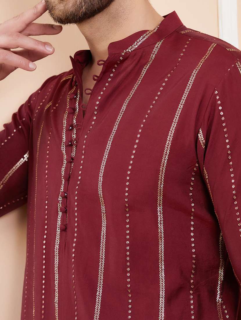 men self design long sleeve kurta - 22392113 -  Standard Image - 1