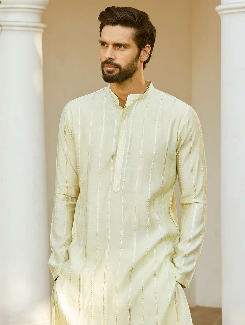 men self design long sleeve kurta - 22392116 -  Standard Image - 1