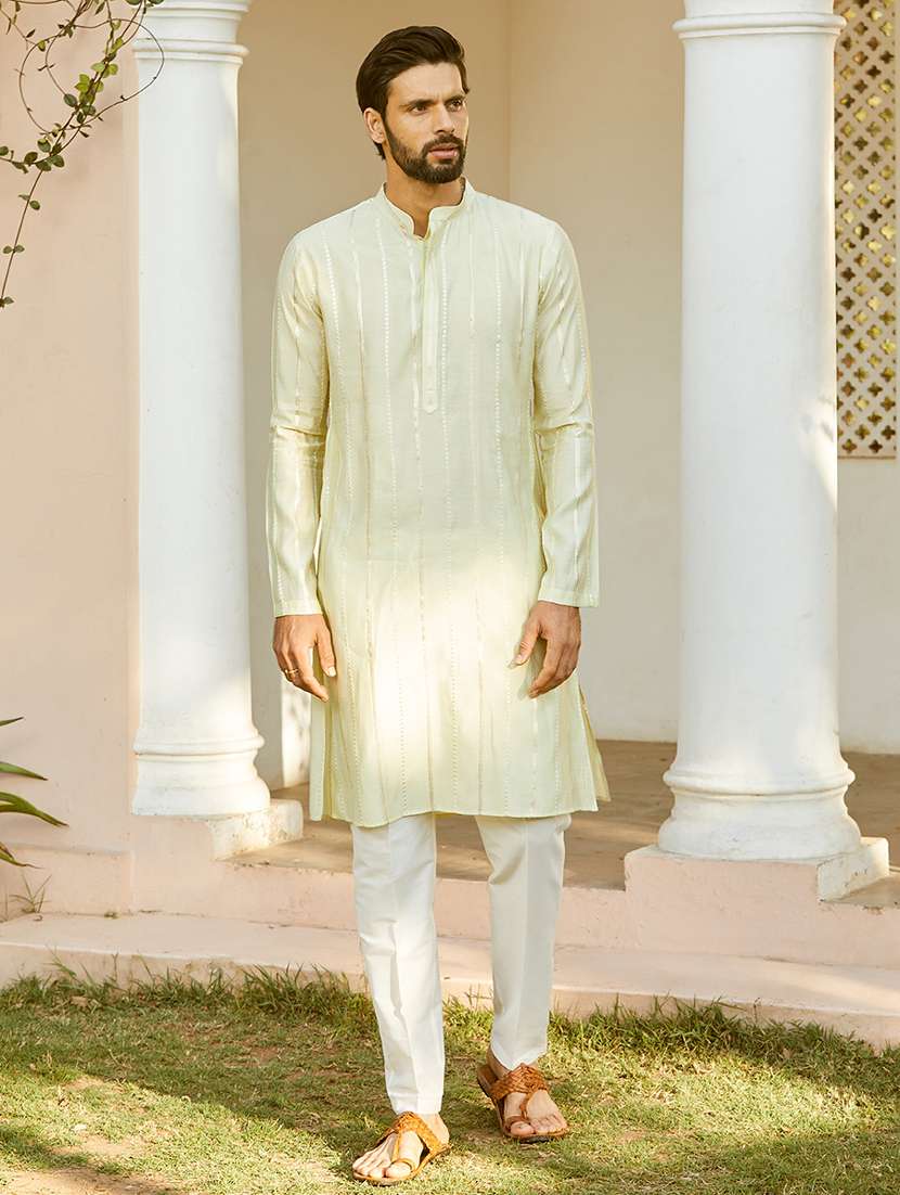 men self design long sleeve kurta - 22392116 -  Standard Image - 4