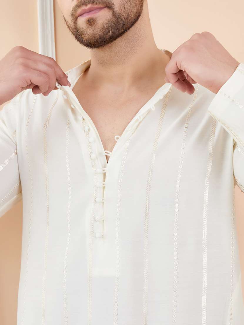 men self design long sleeve kurta - 22392117 -  Standard Image - 1