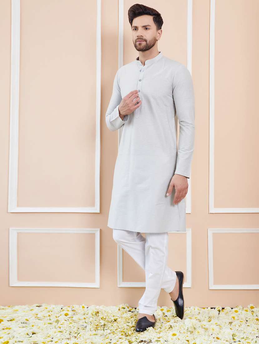 men solid mandarin neck long kurta - 22392139 -  Standard Image - 4
