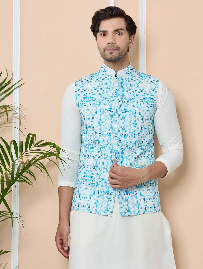 men mandarin neck sleeveless nehru jacket