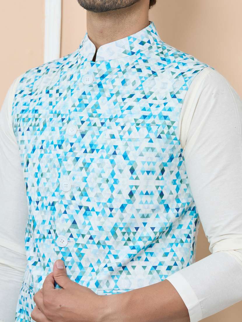 men mandarin neck sleeveless nehru jacket - 22392165 -  Standard Image - 1