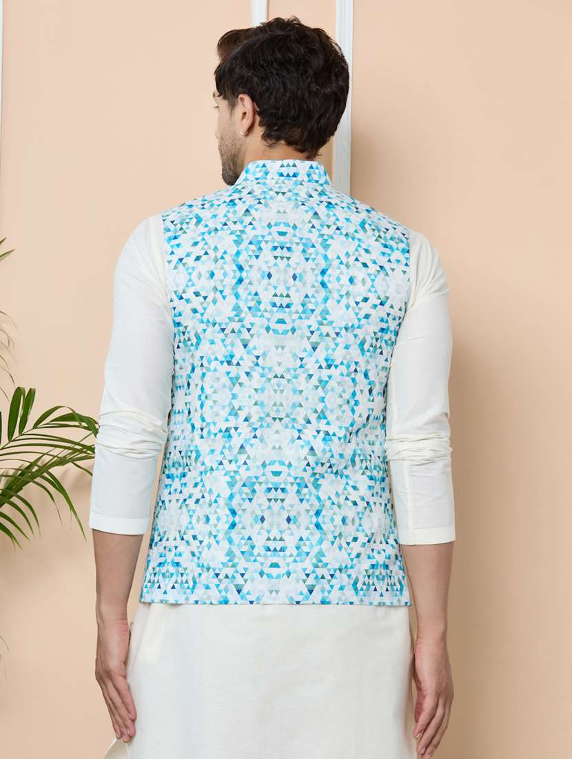 men mandarin neck sleeveless nehru jacket - 22392165 -  Standard Image - 4