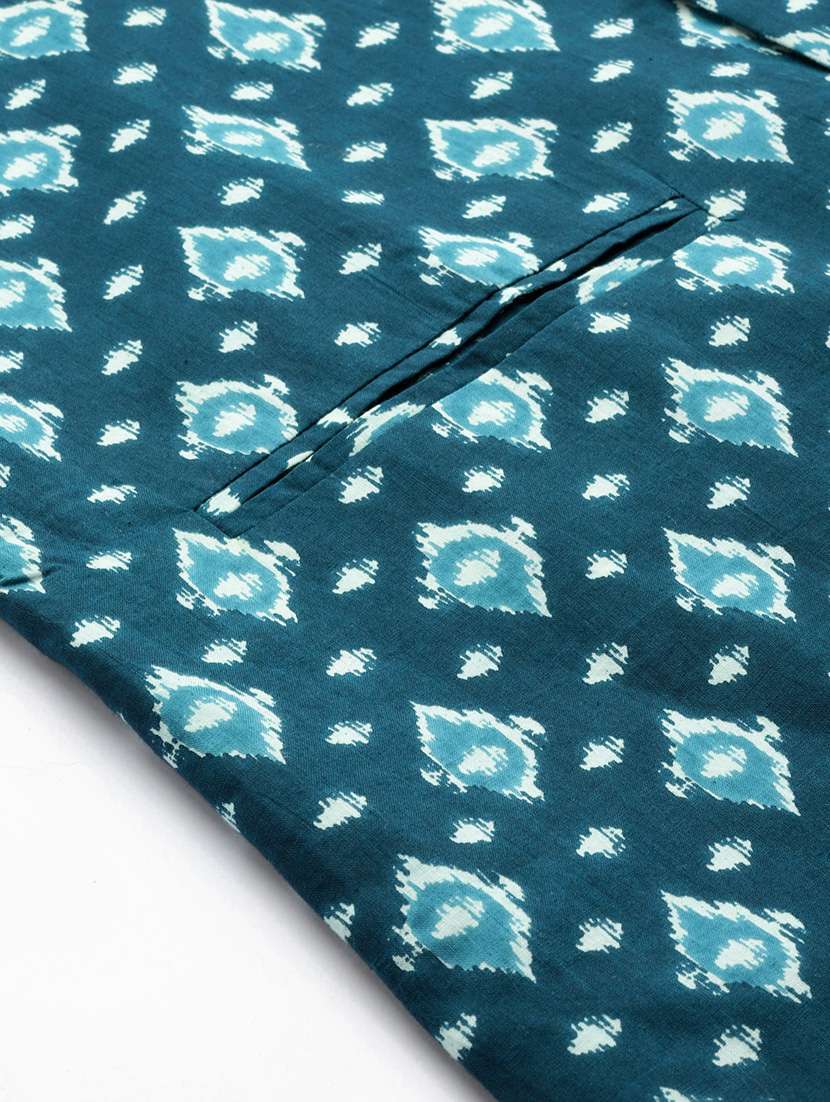 men printed sleeveless nehru jacket - 22392171 -  Standard Image - 4