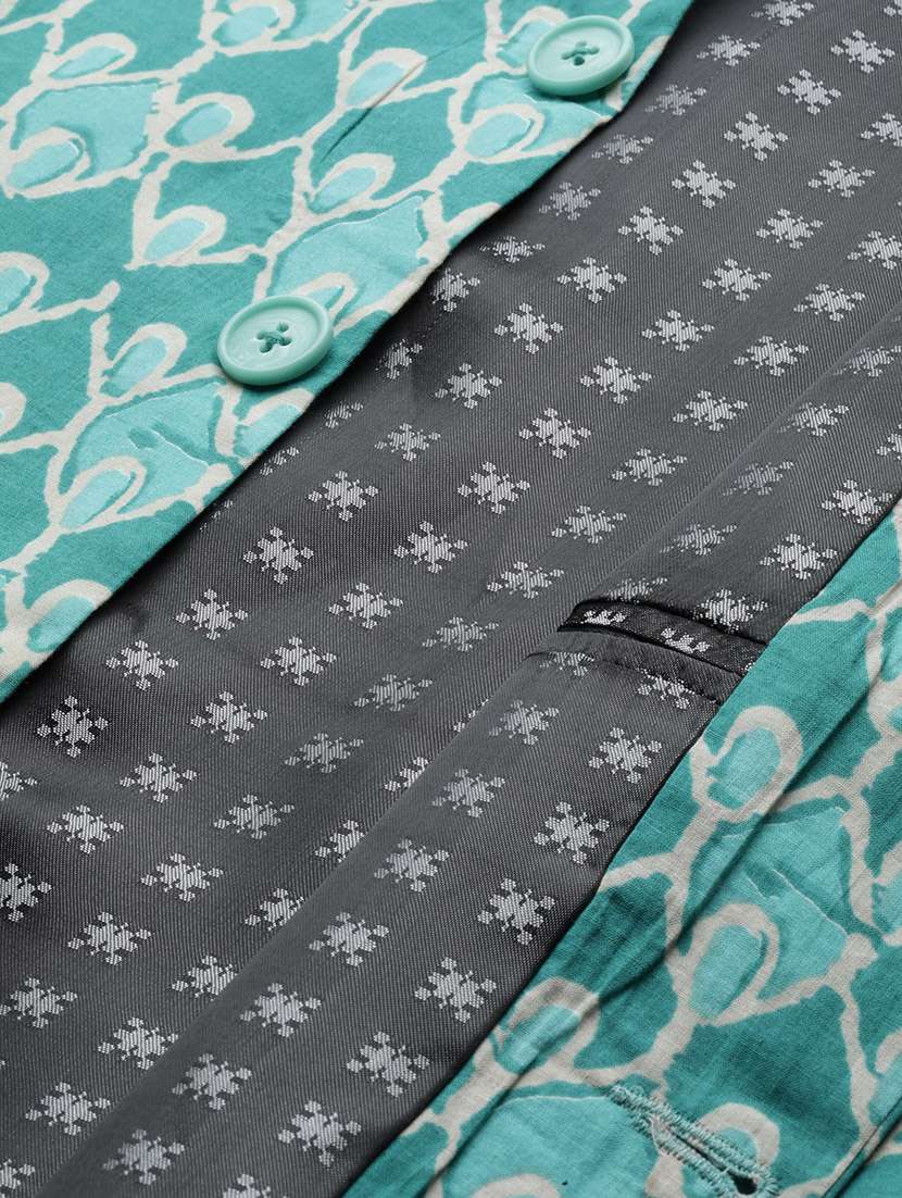 men printed sleeveless nehru jacket - 22392173 -  Standard Image - 4