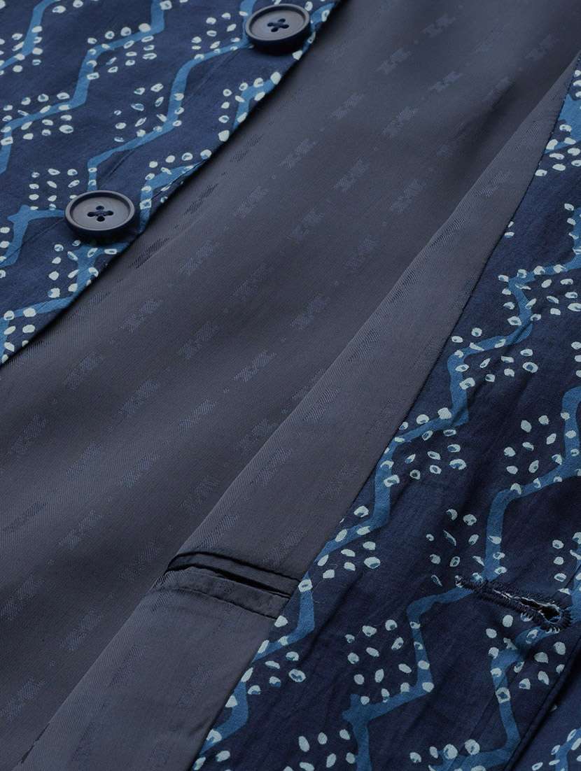 blue cotton nehru jacket - 22392174 -  Standard Image - 4