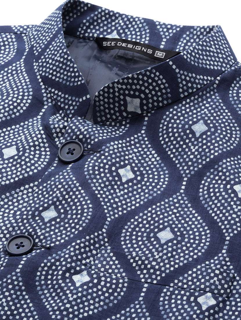 men printed sleeveless nehru jacket - 22392176 -  Standard Image - 1