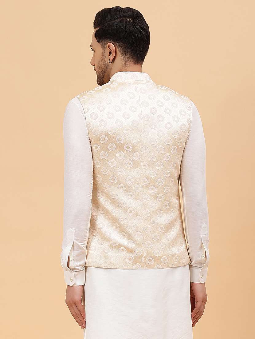 men self design sleeveless nehru jacket - 22392180 -  Standard Image - 4