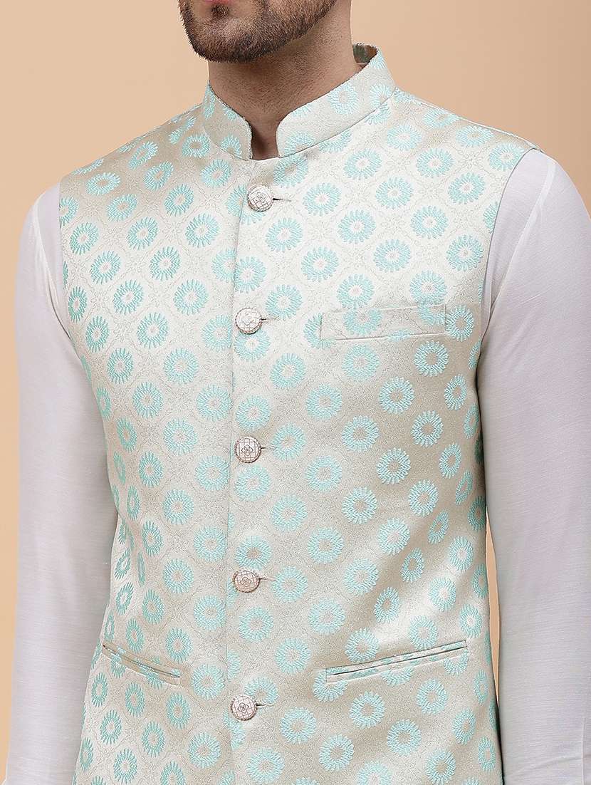 men self design sleeveless nehru jacket - 22392185 -  Standard Image - 1