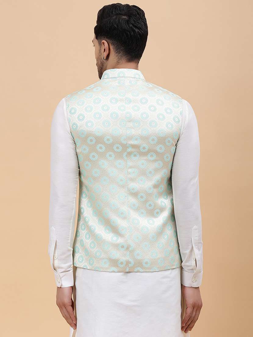 men self design sleeveless nehru jacket - 22392185 -  Standard Image - 4