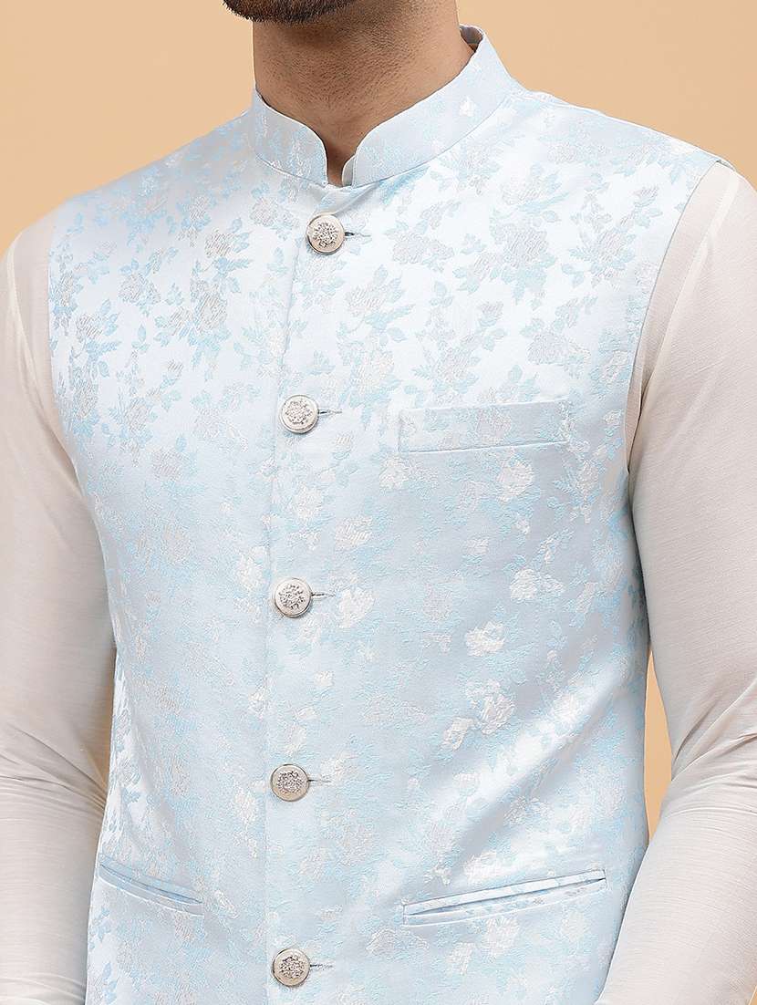 men printed sleeveless nehru jacket - 22392186 -  Standard Image - 1