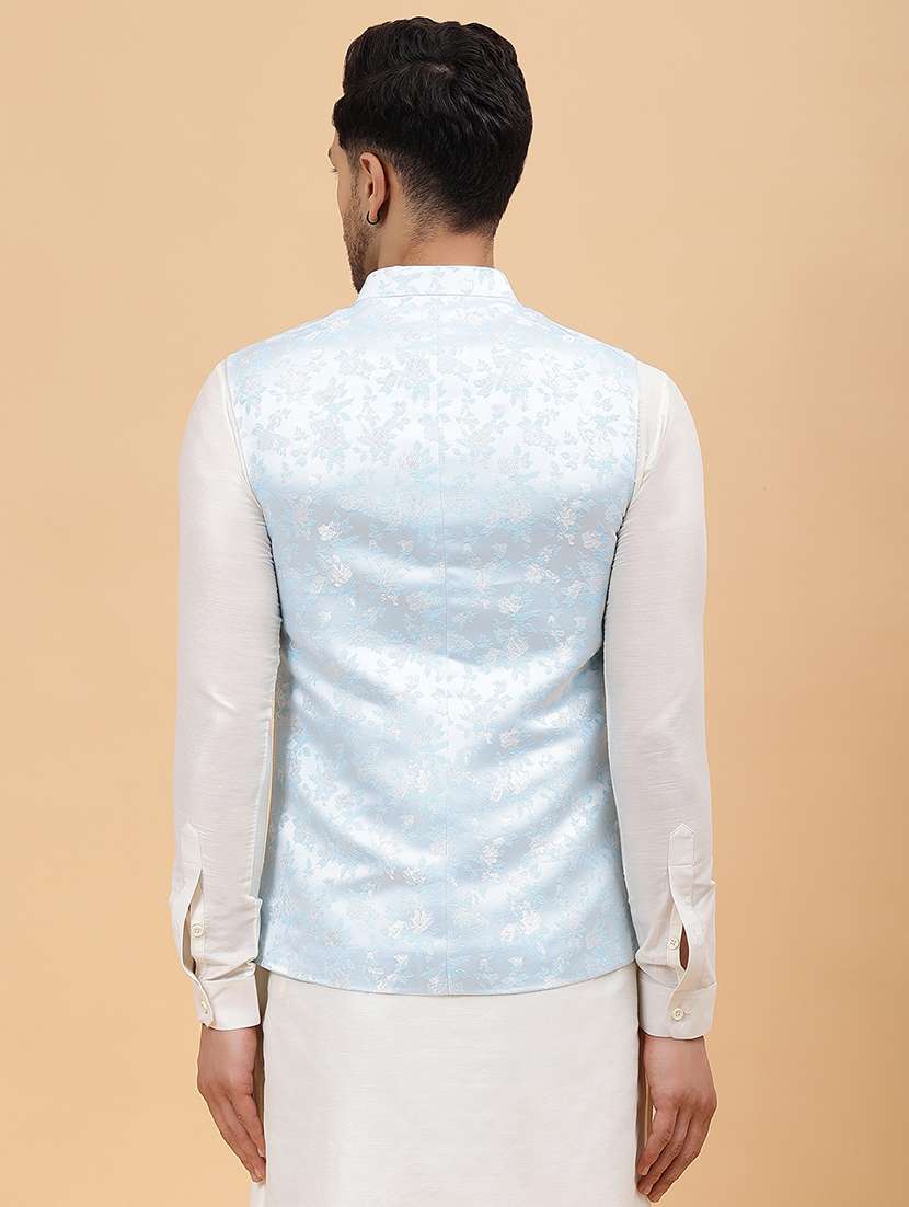 men printed sleeveless nehru jacket - 22392186 -  Standard Image - 4