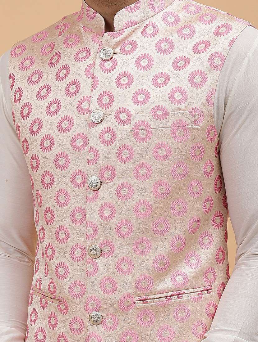men self design sleeveless nehru jacket - 22392189 -  Standard Image - 1