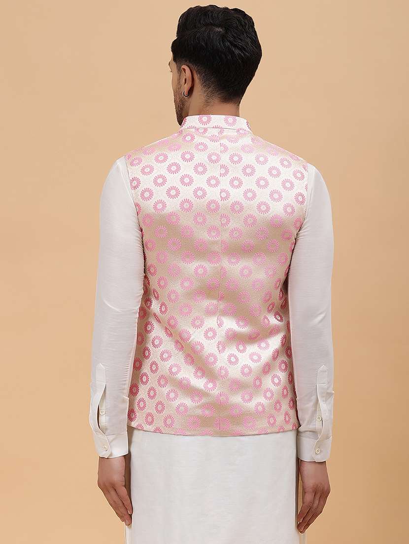 men self design sleeveless nehru jacket - 22392189 -  Standard Image - 4