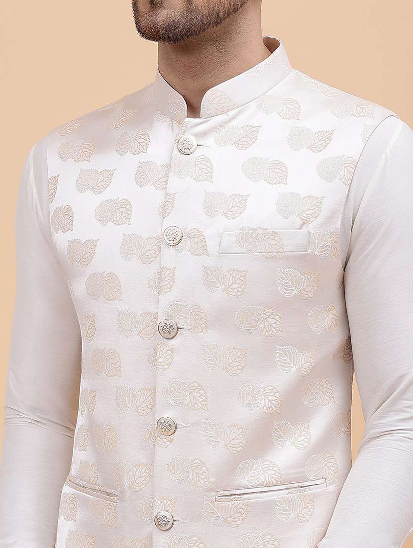 men self design sleeveless nehru jacket - 22392193 -  Standard Image - 1