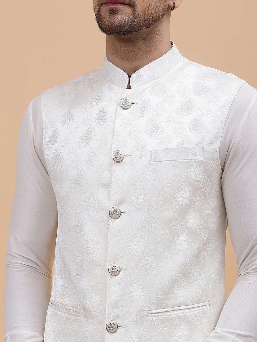 men self design sleeveless nehru jacket - 22392196 -  Standard Image - 1