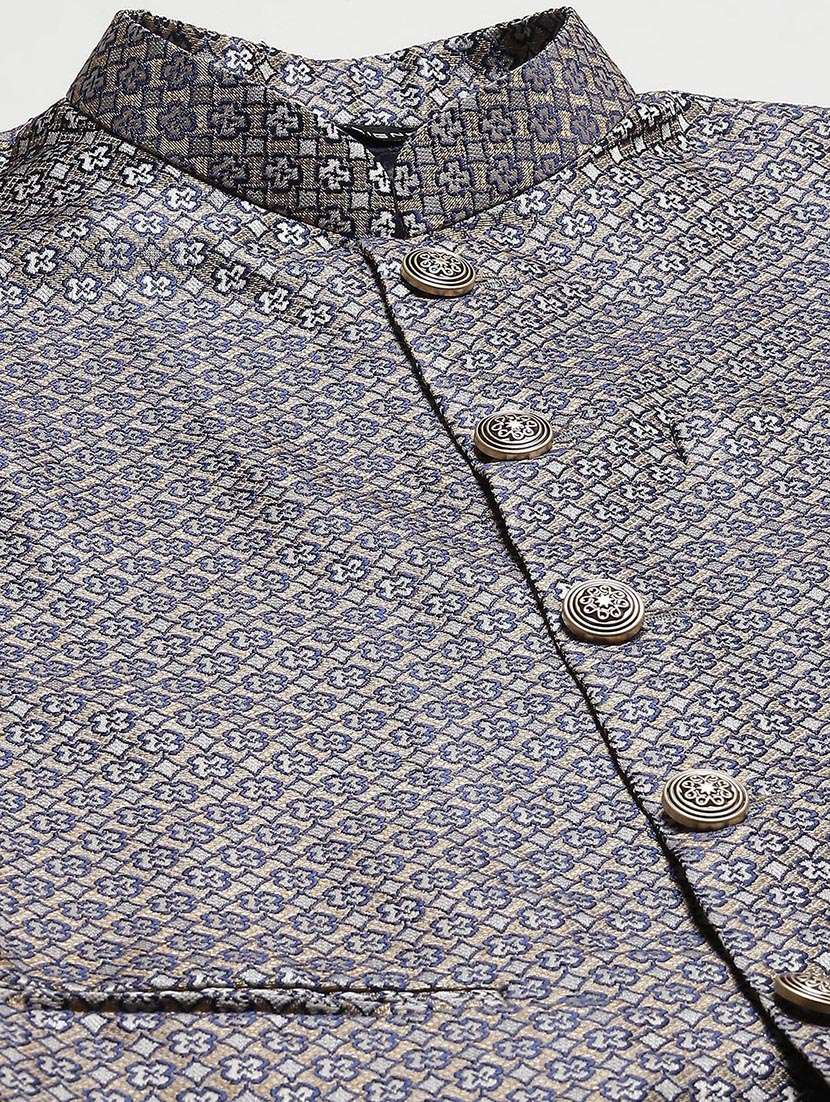 men self design mandarin neck nehru jacket - 22392278 -  Standard Image - 1